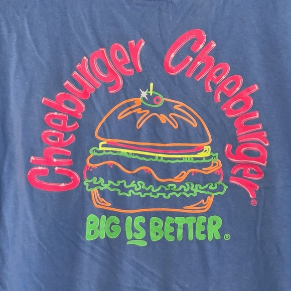 Anvil | Cheeburger Cheeburger Blue Short Sleeve Graphic Tee Size Medium - Picture 3 of 5